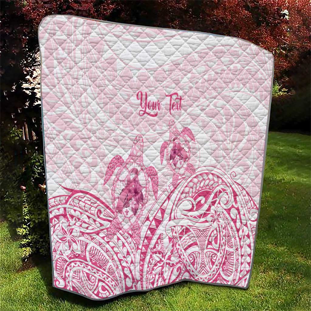 Personalised Polynesia Breast Cancer Awareness Quilt No One Fights Alone Turtle Ribbon - White Version LT14 - Polynesian Pride