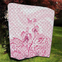 Personalised Polynesia Breast Cancer Awareness Quilt No One Fights Alone Turtle Ribbon - White Version LT14 - Polynesian Pride