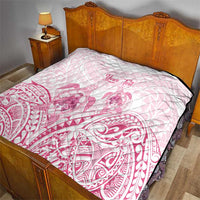 Personalised Polynesia Breast Cancer Awareness Quilt No One Fights Alone Turtle Ribbon - White Version LT14 - Polynesian Pride