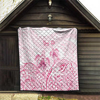 Personalised Polynesia Breast Cancer Awareness Quilt No One Fights Alone Turtle Ribbon - White Version LT14 - Polynesian Pride