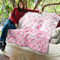 Personalised Polynesia Breast Cancer Awareness Quilt No One Fights Alone Turtle Ribbon - White Version LT14 - Polynesian Pride