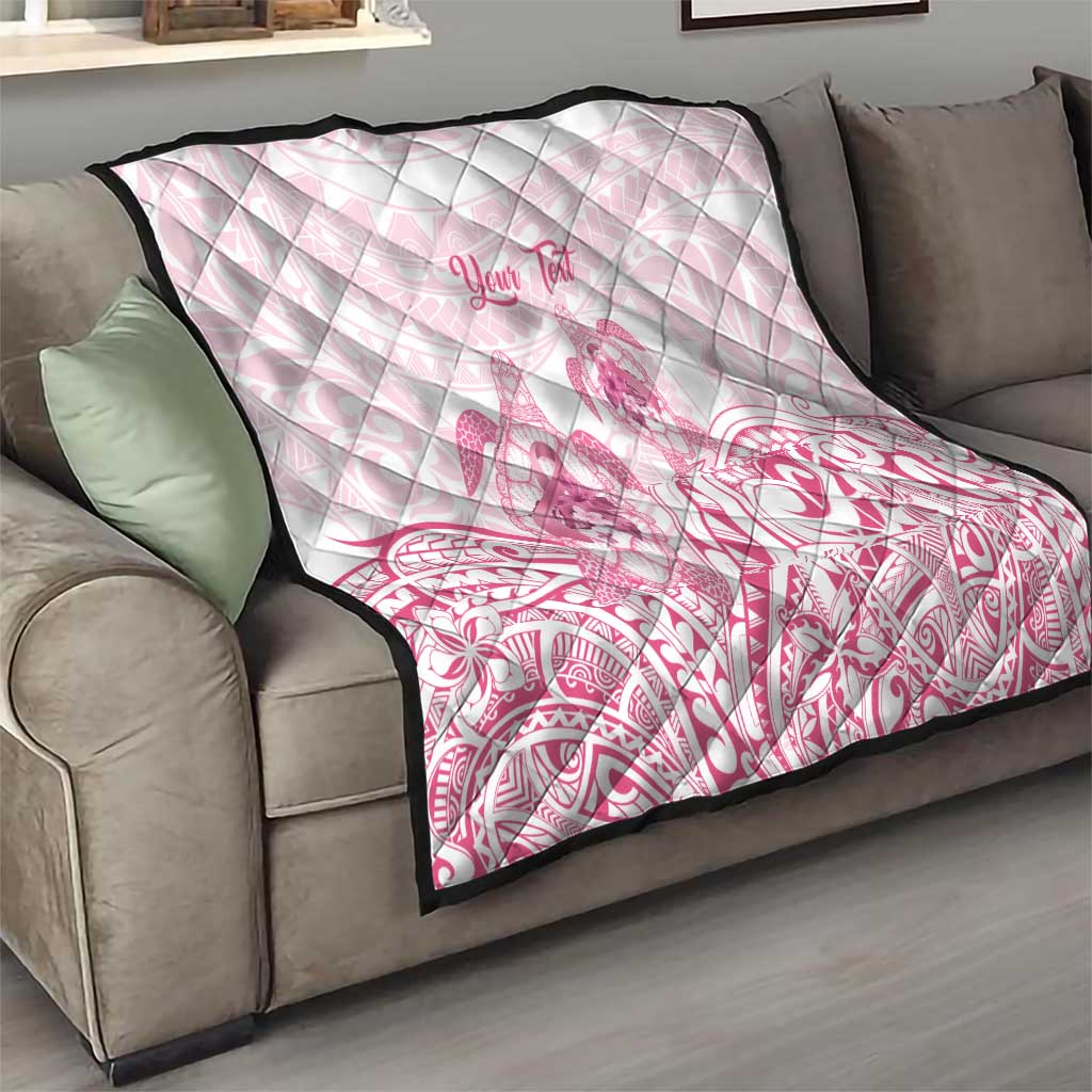 Personalised Polynesia Breast Cancer Awareness Quilt No One Fights Alone Turtle Ribbon - White Version LT14 - Polynesian Pride