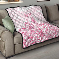 Personalised Polynesia Breast Cancer Awareness Quilt No One Fights Alone Turtle Ribbon - White Version LT14 - Polynesian Pride