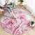 Personalised Polynesia Breast Cancer Awareness Round Carpet No One Fights Alone Turtle Ribbon - White Version