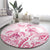 Personalised Polynesia Breast Cancer Awareness Round Carpet No One Fights Alone Turtle Ribbon - White Version