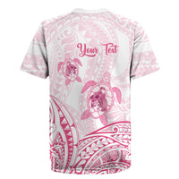 Personalised Polynesia Breast Cancer Awareness Rugby Jersey No One Fights Alone Turtle Ribbon - White Version LT14 - Polynesian Pride