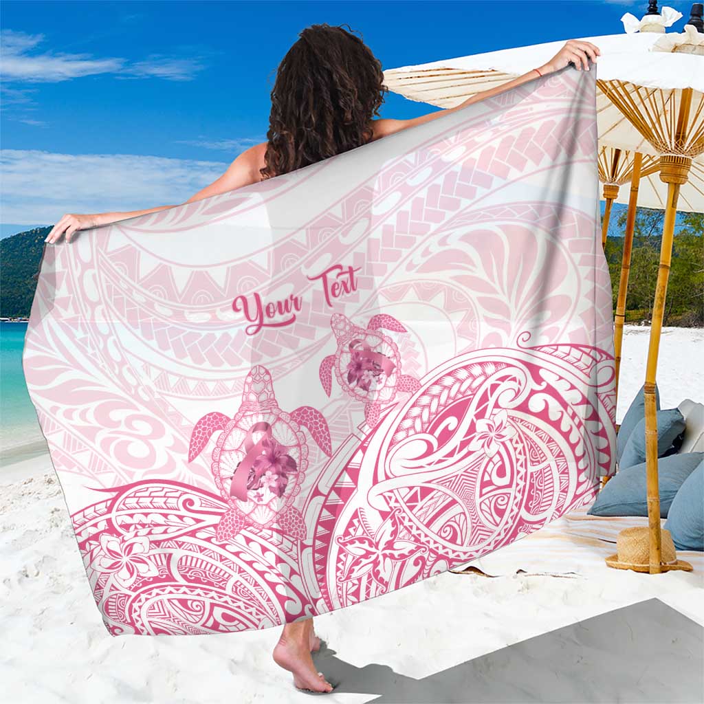 Personalised Polynesia Breast Cancer Awareness Sarong No One Fights Alone Turtle Ribbon - White Version LT14 One Size 44 x 66 inches White - Polynesian Pride