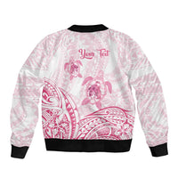 Personalised Polynesia Breast Cancer Awareness Sleeve Zip Bomber Jacket No One Fights Alone Turtle Ribbon - White Version LT14 - Polynesian Pride