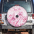 Personalised Polynesia Breast Cancer Awareness Spare Tire Cover No One Fights Alone Turtle Ribbon - White Version