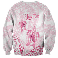Personalised Polynesia Breast Cancer Awareness Sweatshirt No One Fights Alone Turtle Ribbon - White Version LT14 - Polynesian Pride