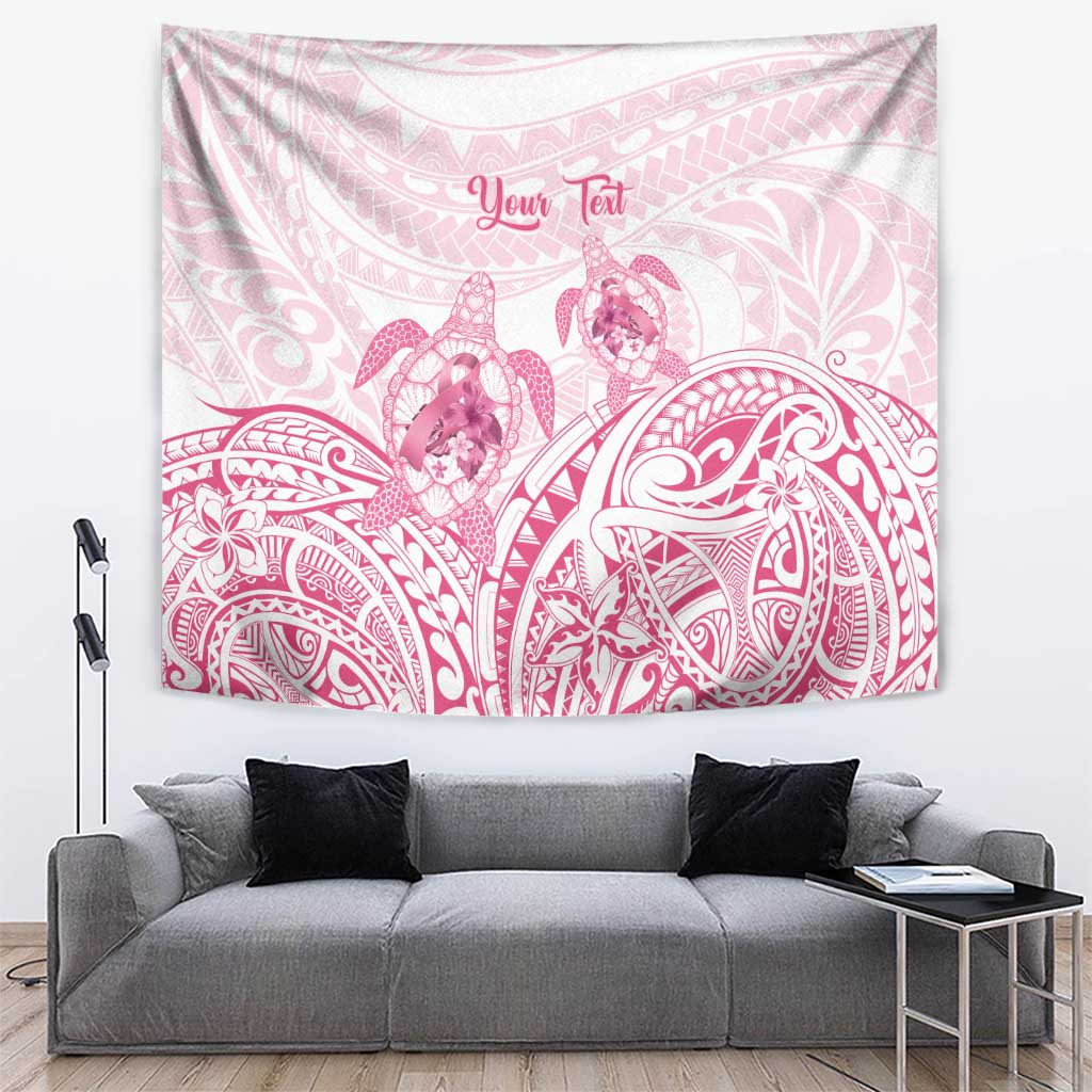 Personalised Polynesia Breast Cancer Awareness Tapestry No One Fights Alone Turtle Ribbon - White Version LT14 White - Polynesian Pride