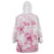 Personalised Polynesia Breast Cancer Awareness Wearable Blanket Hoodie No One Fights Alone Turtle Ribbon - White Version