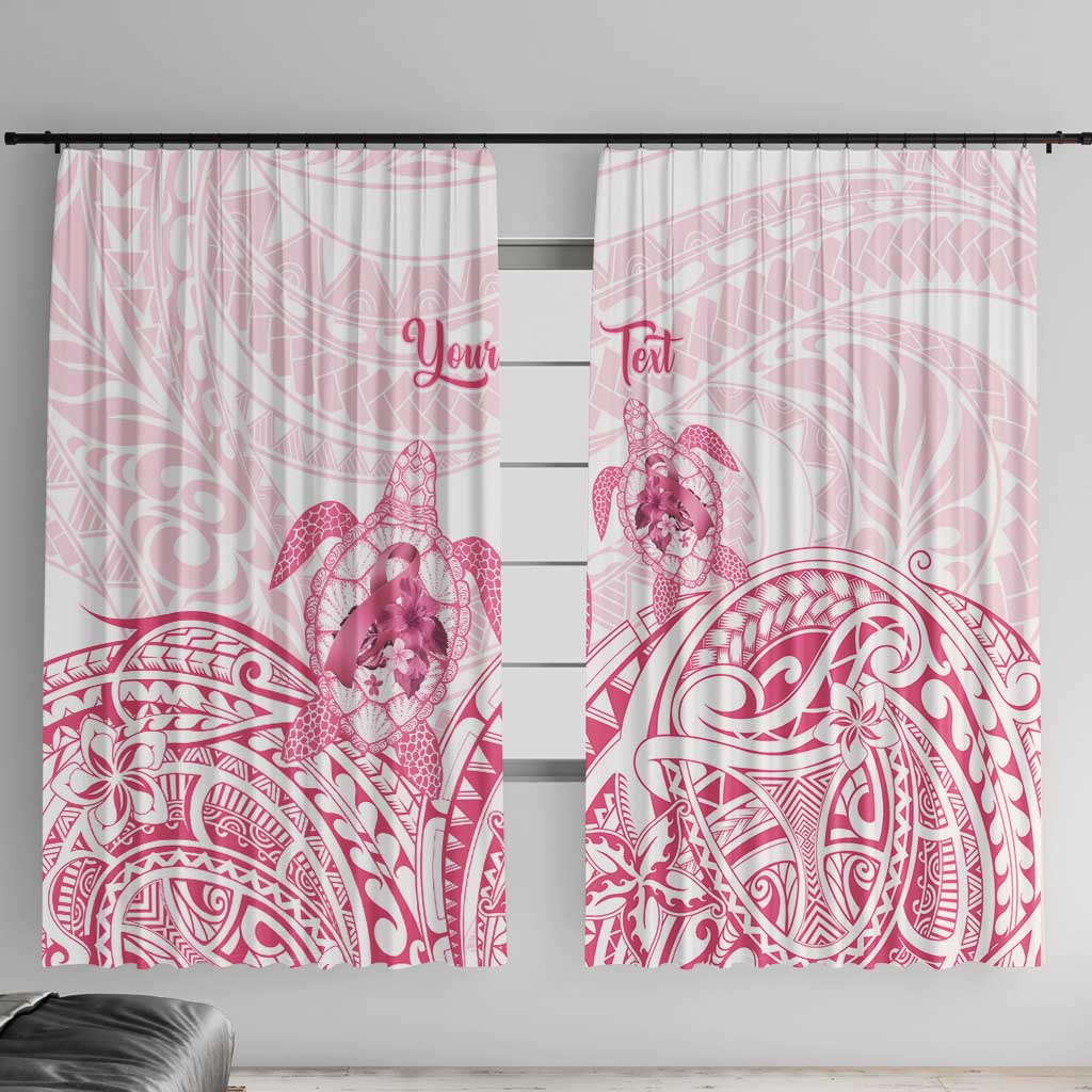 Personalised Polynesia Breast Cancer Awareness Window Curtain No One Fights Alone Turtle Ribbon - White Version LT14 With Hooks White - Polynesian Pride