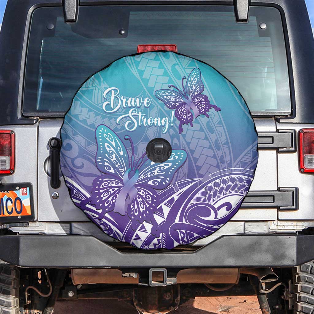 Polynesia Suicide Prevention Month Spare Tire Cover Butterfly Purple And Teal Ribbon Tomorrow Needs You