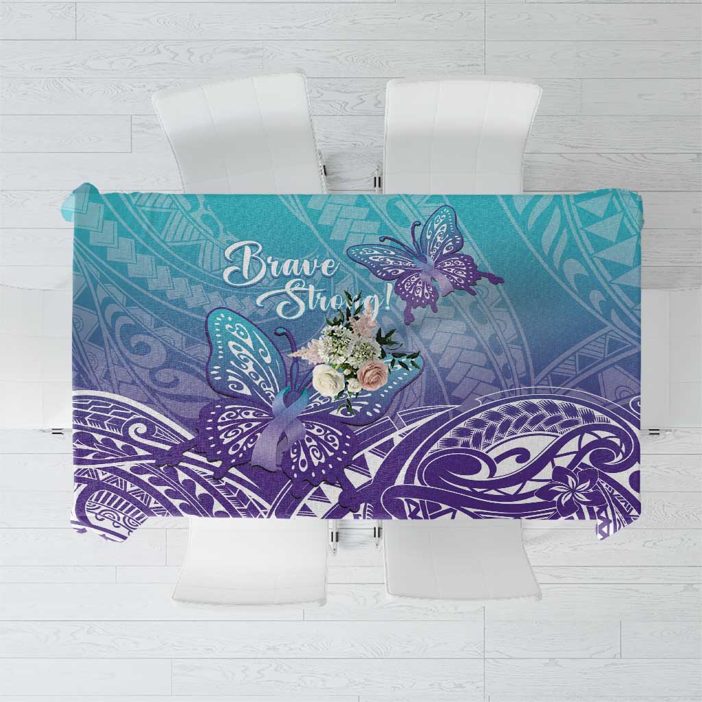 Polynesia Suicide Prevention Month Tablecloth Butterfly Purple And Teal Ribbon Tomorrow Needs You LT14 Teal - Polynesian Pride