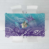 Polynesia Suicide Prevention Month Tablecloth Butterfly Purple And Teal Ribbon Tomorrow Needs You LT14 Teal - Polynesian Pride