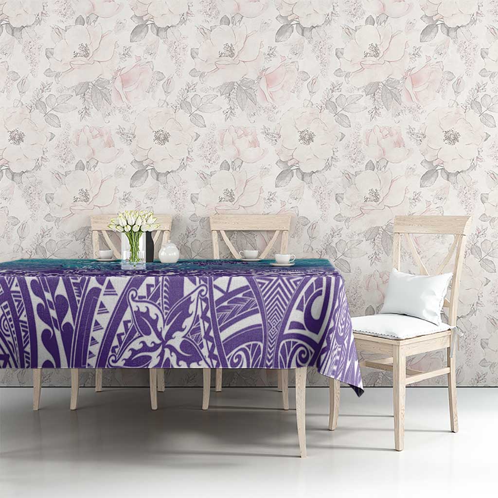 Polynesia Suicide Prevention Month Tablecloth Butterfly Purple And Teal Ribbon Tomorrow Needs You LT14 - Polynesian Pride