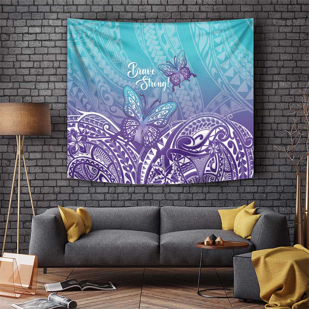 Polynesia Suicide Prevention Month Tapestry Butterfly Purple And Teal Ribbon Tomorrow Needs You LT14 - Polynesian Pride
