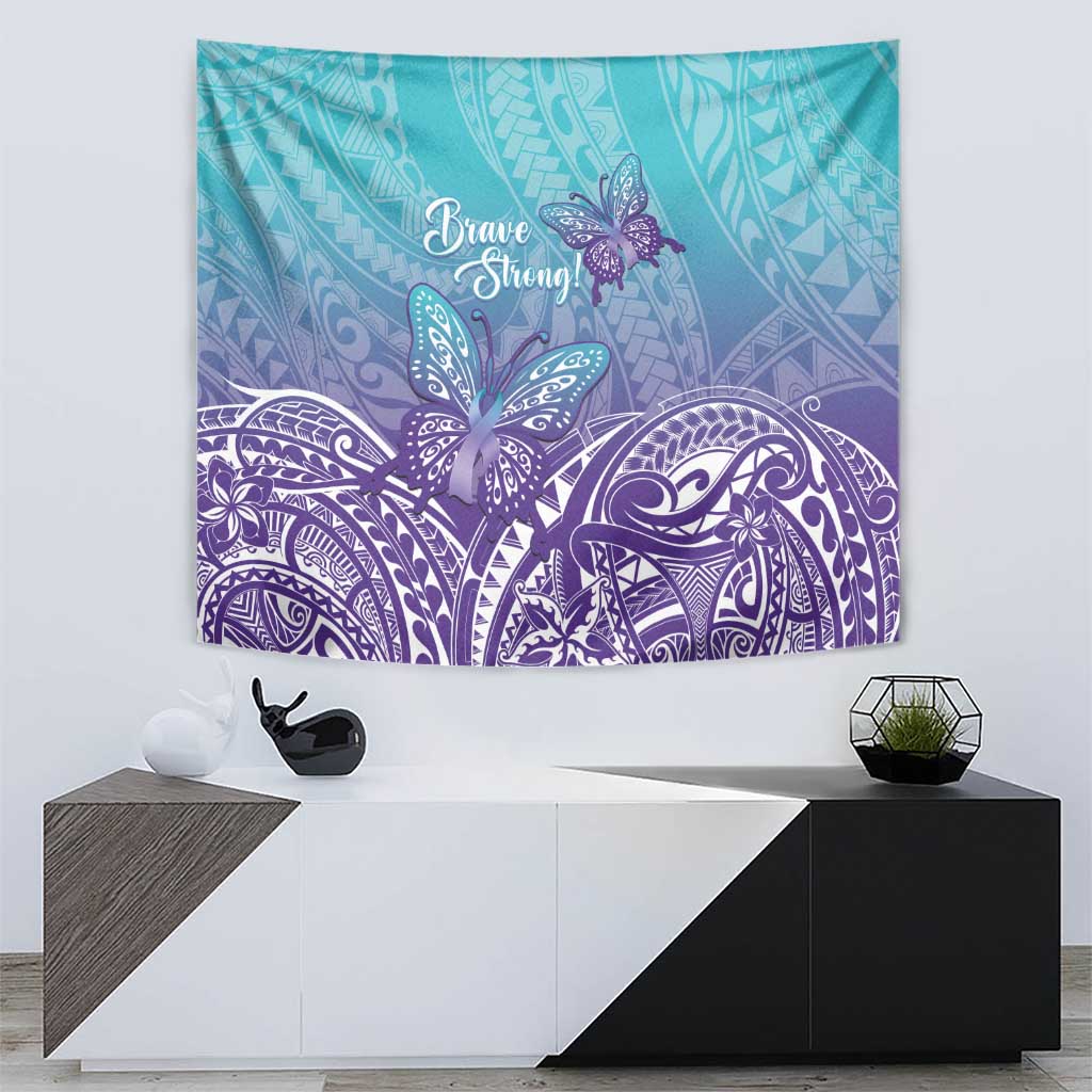 Polynesia Suicide Prevention Month Tapestry Butterfly Purple And Teal Ribbon Tomorrow Needs You LT14 - Polynesian Pride
