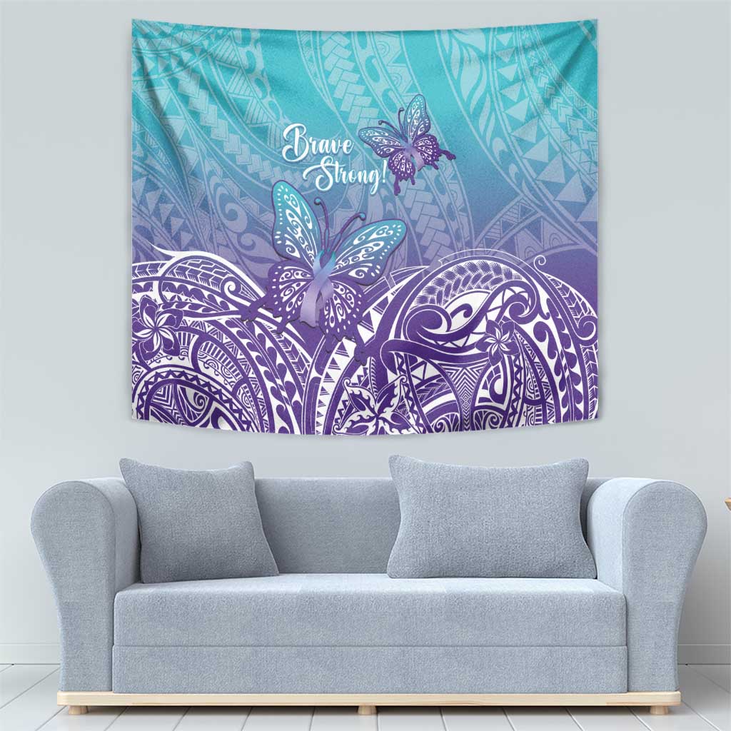 Polynesia Suicide Prevention Month Tapestry Butterfly Purple And Teal Ribbon Tomorrow Needs You LT14 - Polynesian Pride