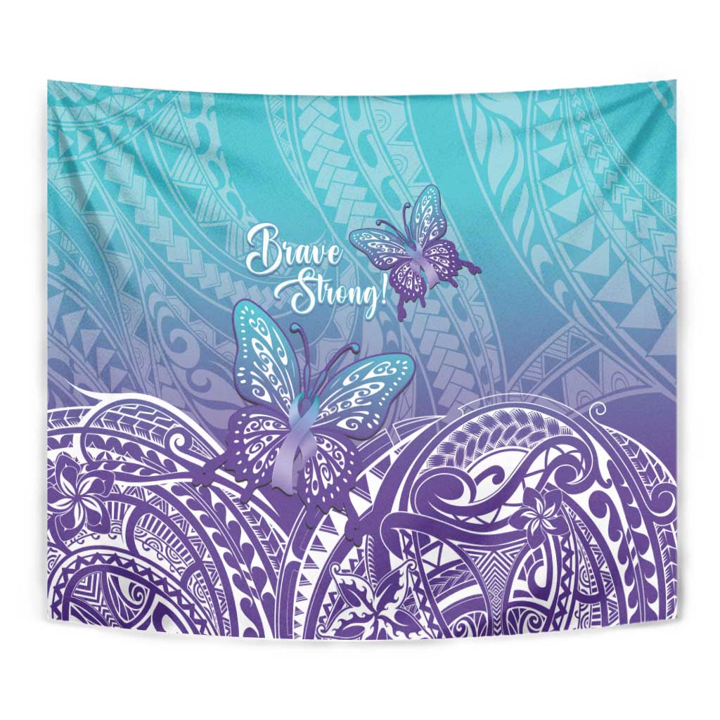 Polynesia Suicide Prevention Month Tapestry Butterfly Purple And Teal Ribbon Tomorrow Needs You LT14 - Polynesian Pride