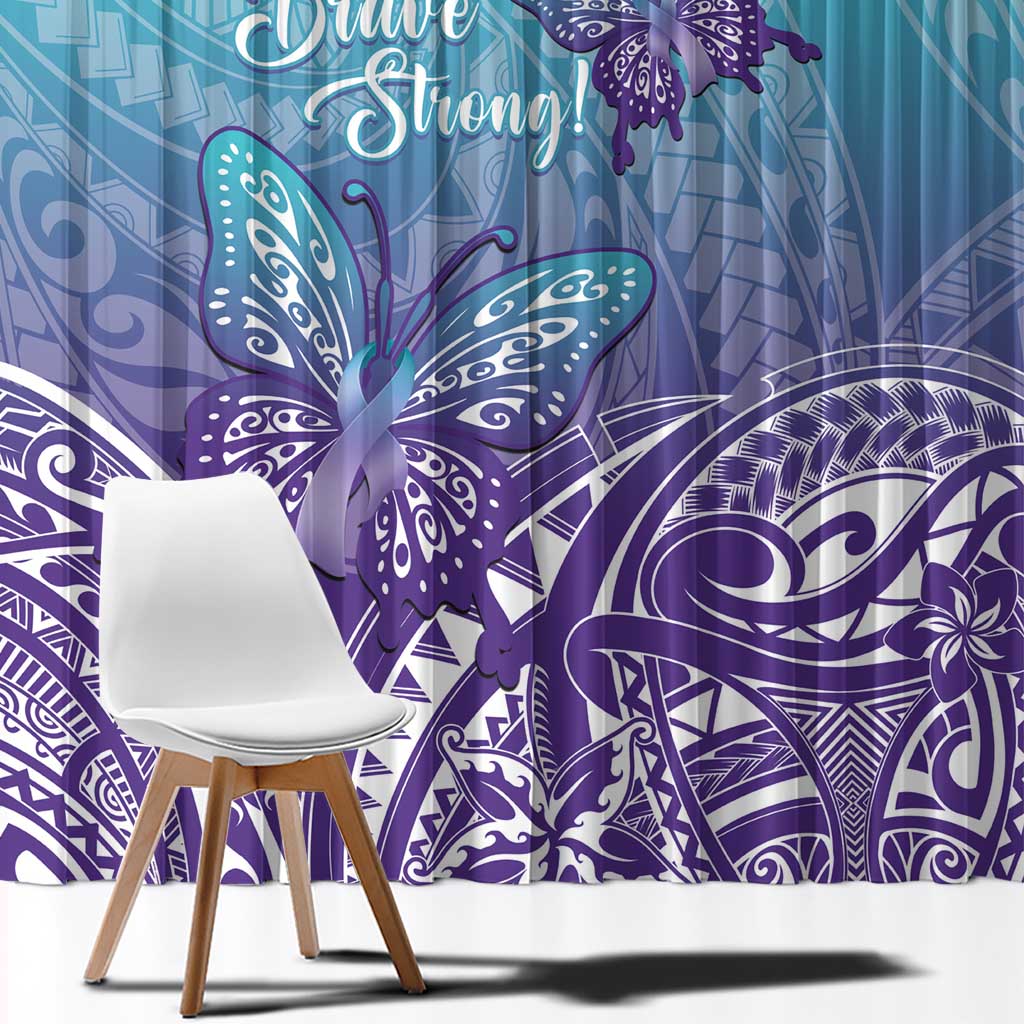 Polynesia Suicide Prevention Month Window Curtain Butterfly Purple And Teal Ribbon Tomorrow Needs You LT14 - Polynesian Pride