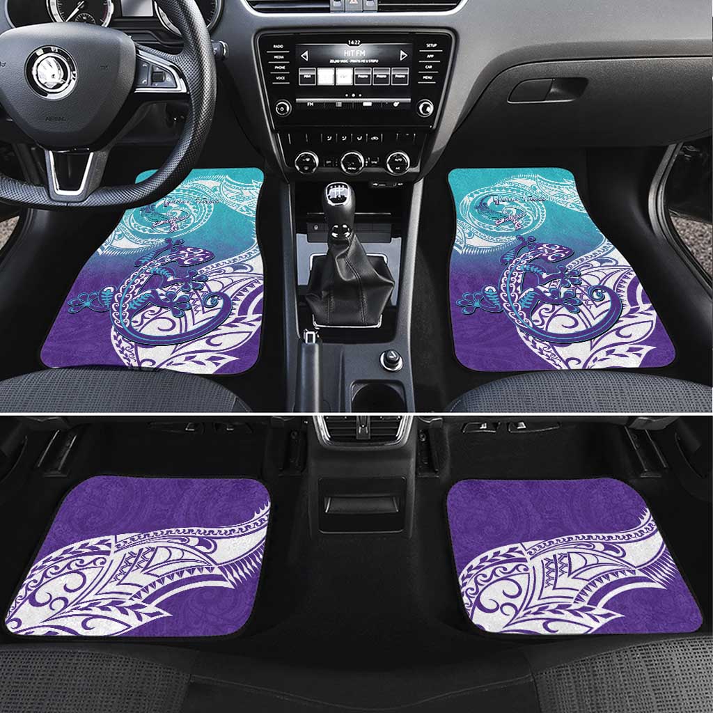 Personalised New Zealand Suicide Prevention Month Car Mats You Matter NZ Fern With Maori Koru Lizard LT14 Set 4pcs Teal - Polynesian Pride