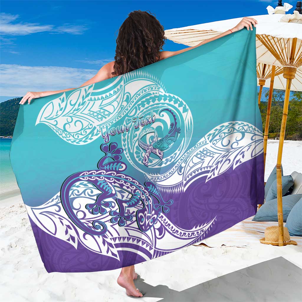 Personalised New Zealand Suicide Prevention Month Sarong You Matter NZ Fern With Maori Koru Lizard LT14 One Size 44 x 66 inches Teal - Polynesian Pride