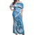 Personalised New Zealand Autism Awareness Off Shoulder Maxi Dress NZ Fern With Maori Koru Lizard