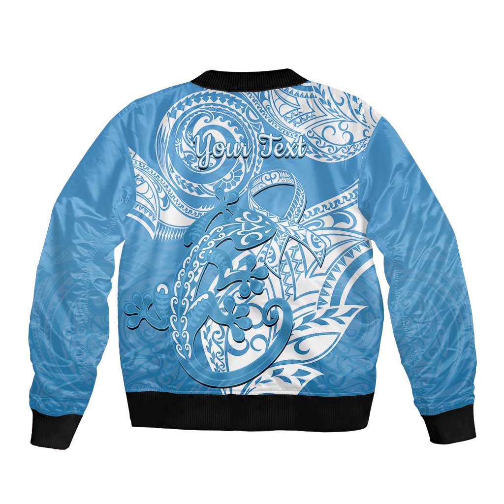 Personalised New Zealand Autism Awareness Sleeve Zip Bomber Jacket NZ Fern With Maori Koru Lizard LT14 - Polynesian Pride
