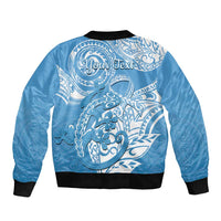 Personalised New Zealand Autism Awareness Sleeve Zip Bomber Jacket NZ Fern With Maori Koru Lizard LT14 - Polynesian Pride