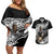 Custom New Zealand Silver Fern Rugby Couples Matching Off Shoulder Short Dress and Hawaiian Shirt 2024 Aotearoa Maori Mascot Go All Black