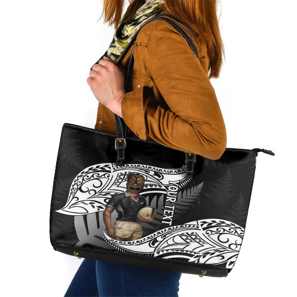 Custom New Zealand Silver Fern Rugby Leather Tote Bag 2024 Aotearoa Maori Mascot Go All Black