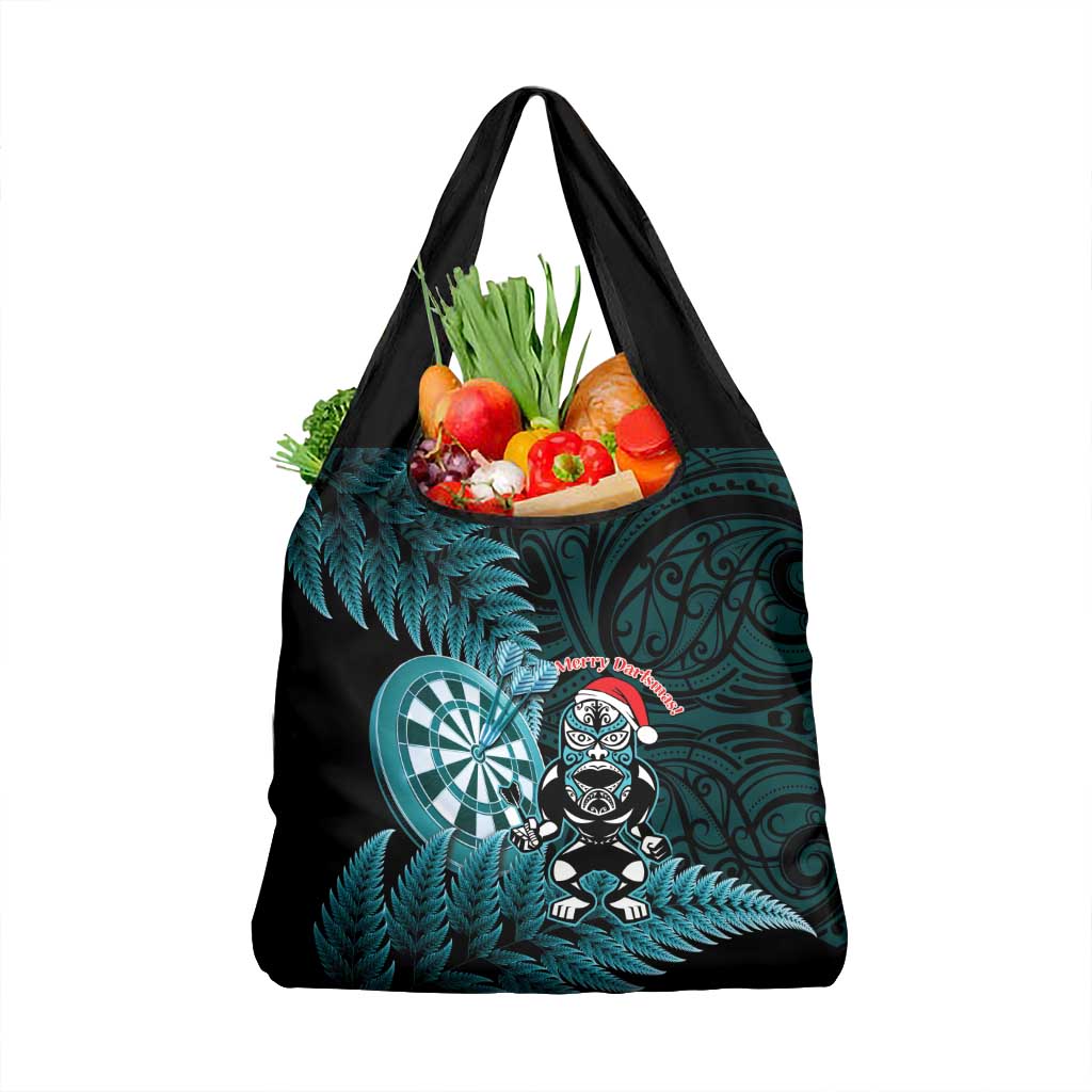 New Zealand Darts Christmas Grocery Bag Maori Fern Merry Dartsmas LT14 1-pack One Size Cyan - Polynesian Pride
