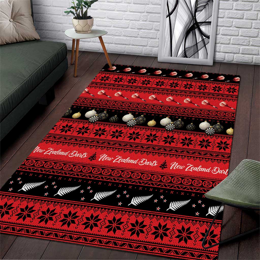 New Zealand Darts Christmas Area Rug Merry Xmas Aotearoa Maori Red LT14 Red - Polynesian Pride