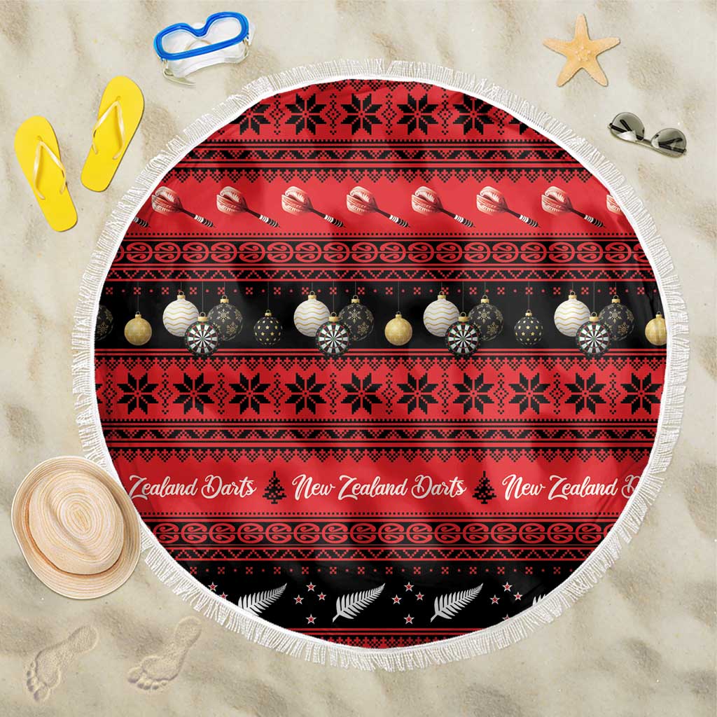 New Zealand Darts Christmas Beach Blanket Merry Xmas Aotearoa Maori Red LT14 One Size 150cm Red - Polynesian Pride