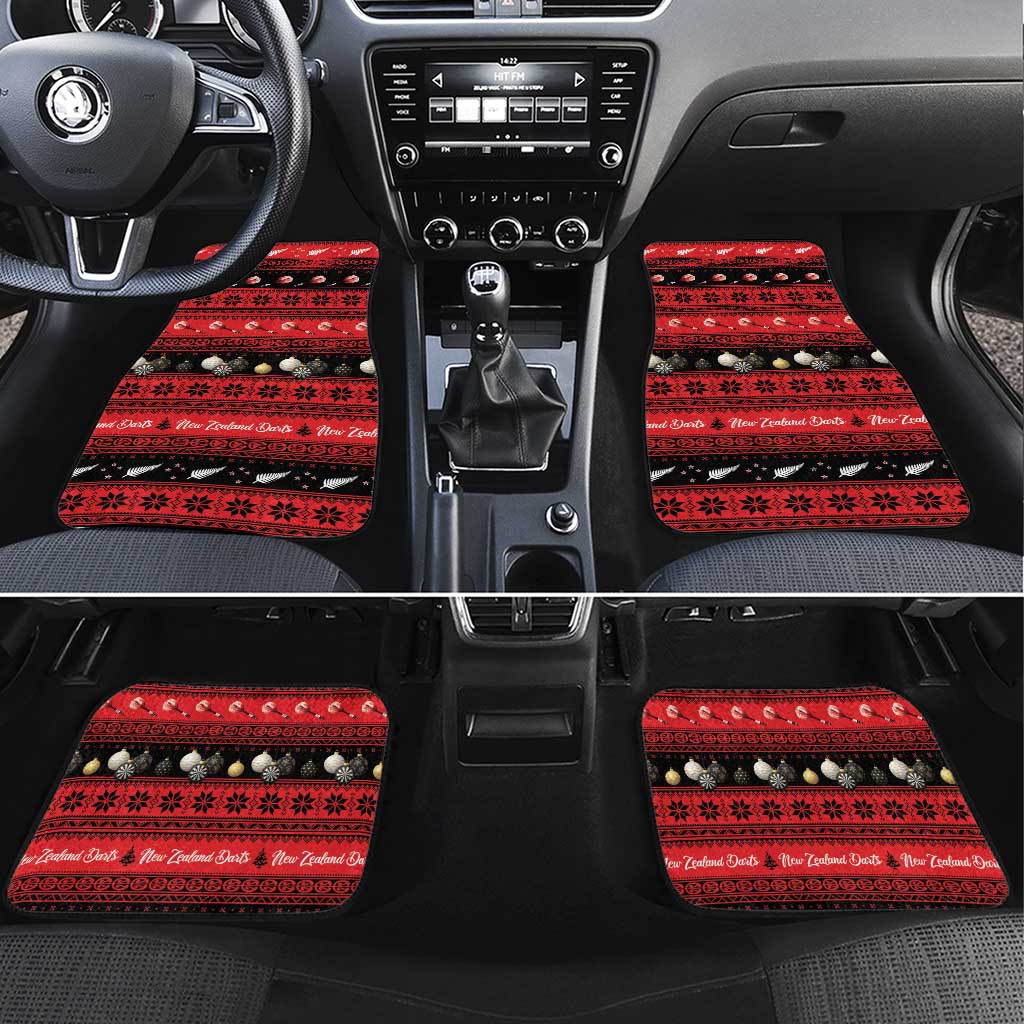 New Zealand Darts Christmas Car Mats Merry Xmas Aotearoa Maori Red LT14 Set 4pcs Red - Polynesian Pride