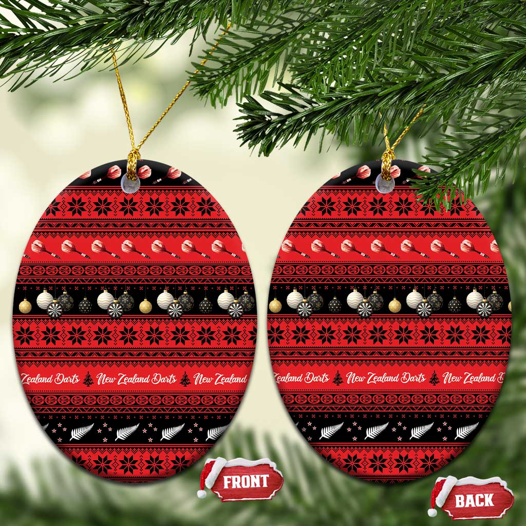 New Zealand Darts Christmas Ceramic Ornament Merry Xmas Aotearoa Maori Red LT14 Oval Red - Polynesian Pride