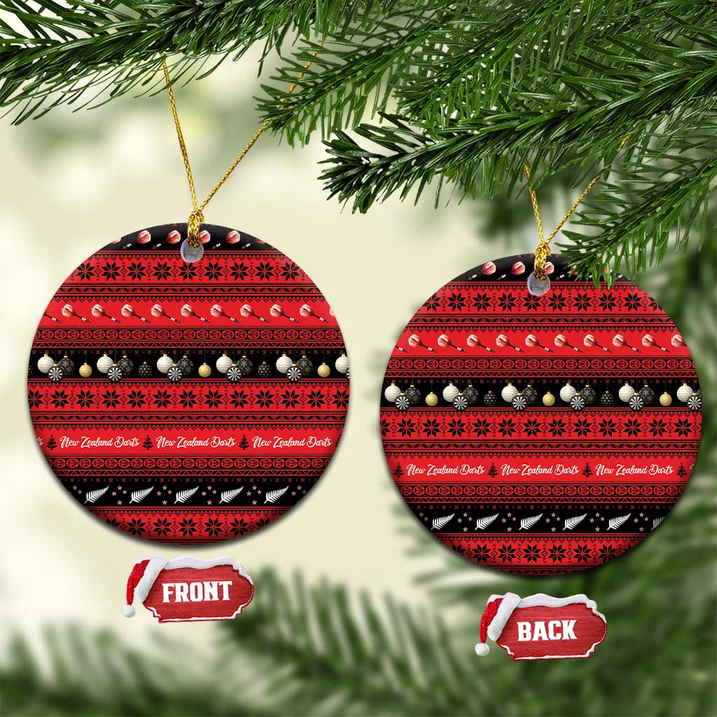 New Zealand Darts Christmas Ceramic Ornament Merry Xmas Aotearoa Maori Red LT14 Circle Red - Polynesian Pride