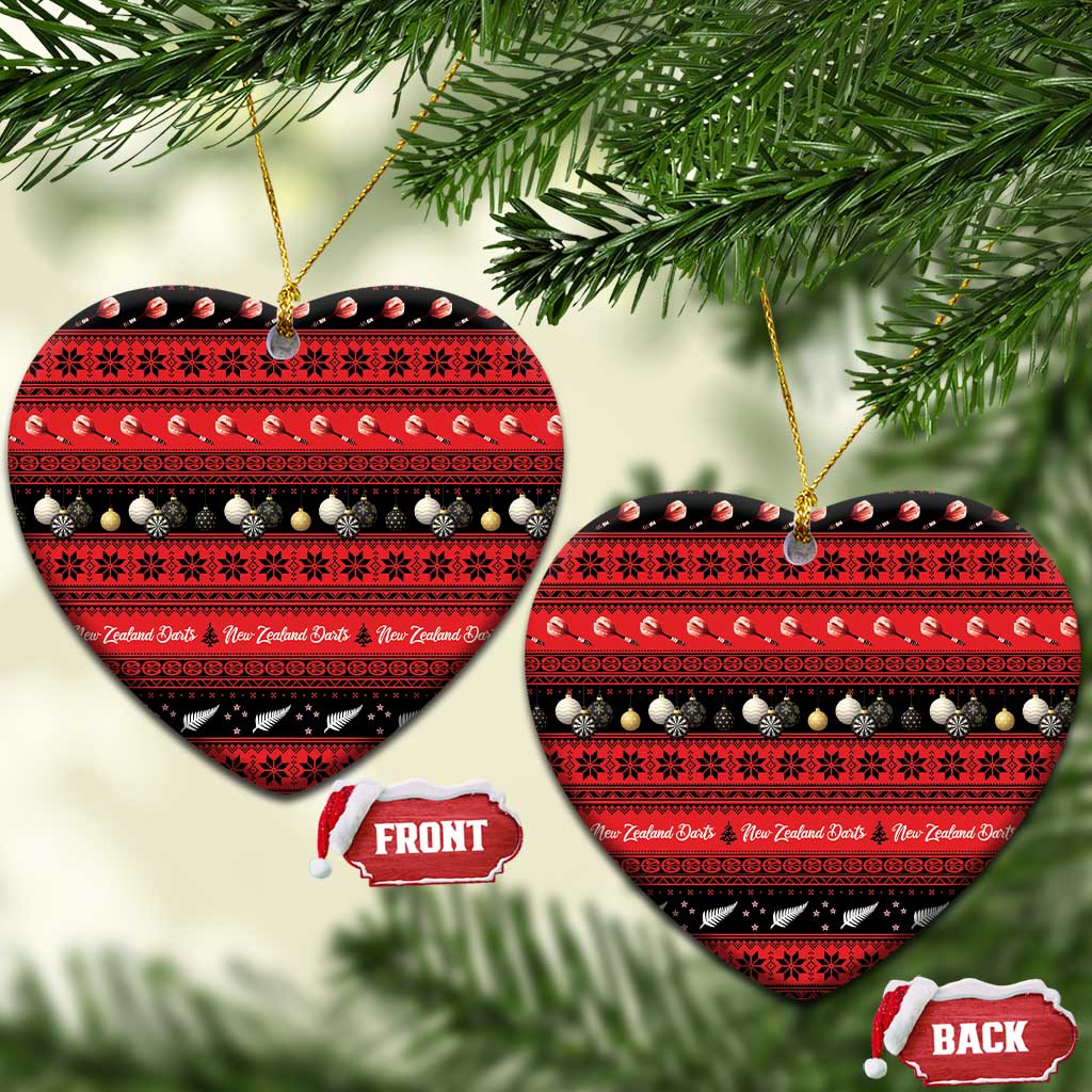 New Zealand Darts Christmas Ceramic Ornament Merry Xmas Aotearoa Maori Red LT14 Heart Red - Polynesian Pride