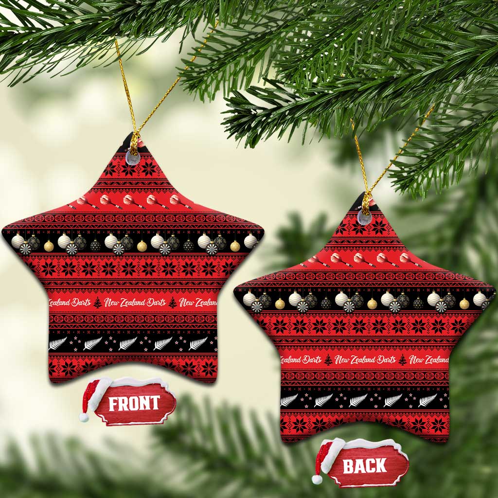 New Zealand Darts Christmas Ceramic Ornament Merry Xmas Aotearoa Maori Red LT14 Star Red - Polynesian Pride