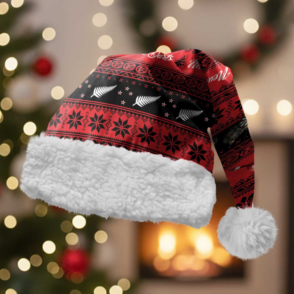 New Zealand Darts Christmas Santa Hat Merry Xmas Aotearoa Maori Red LT14 With Fur Red - Polynesian Pride