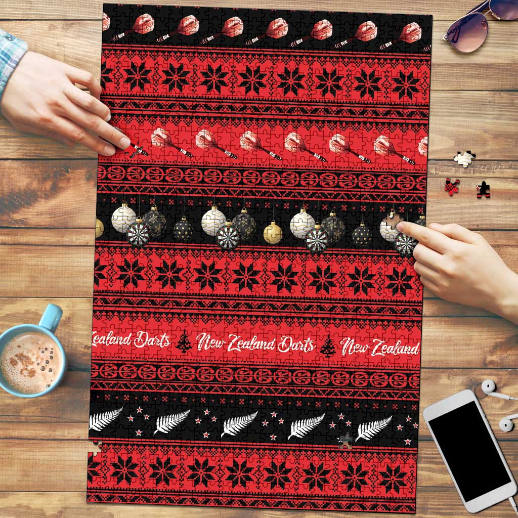 New Zealand Darts Christmas Puzzle Merry Xmas Aotearoa Maori Red LT14 Red - Polynesian Pride