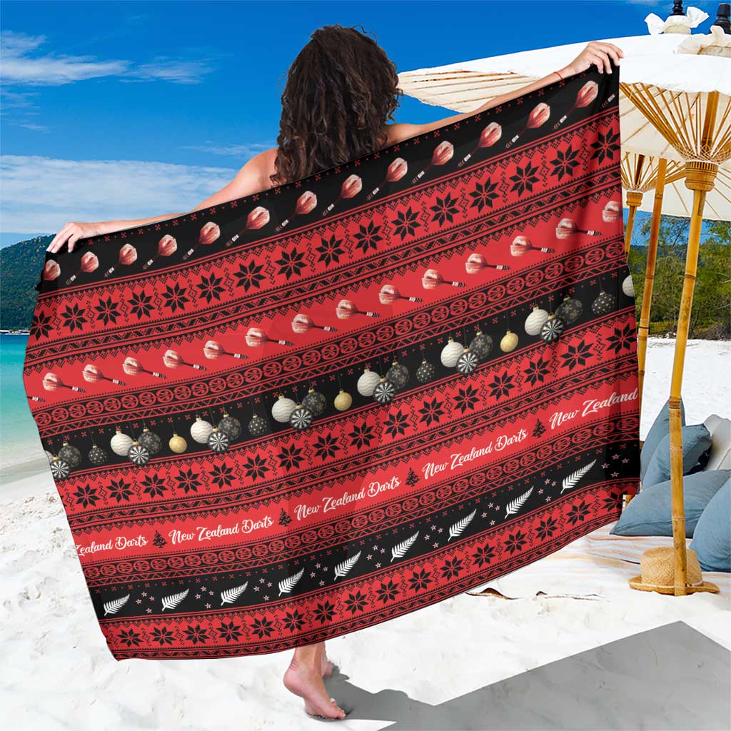 New Zealand Darts Christmas Sarong Merry Xmas Aotearoa Maori Red LT14 One Size 44 x 66 inches Red - Polynesian Pride