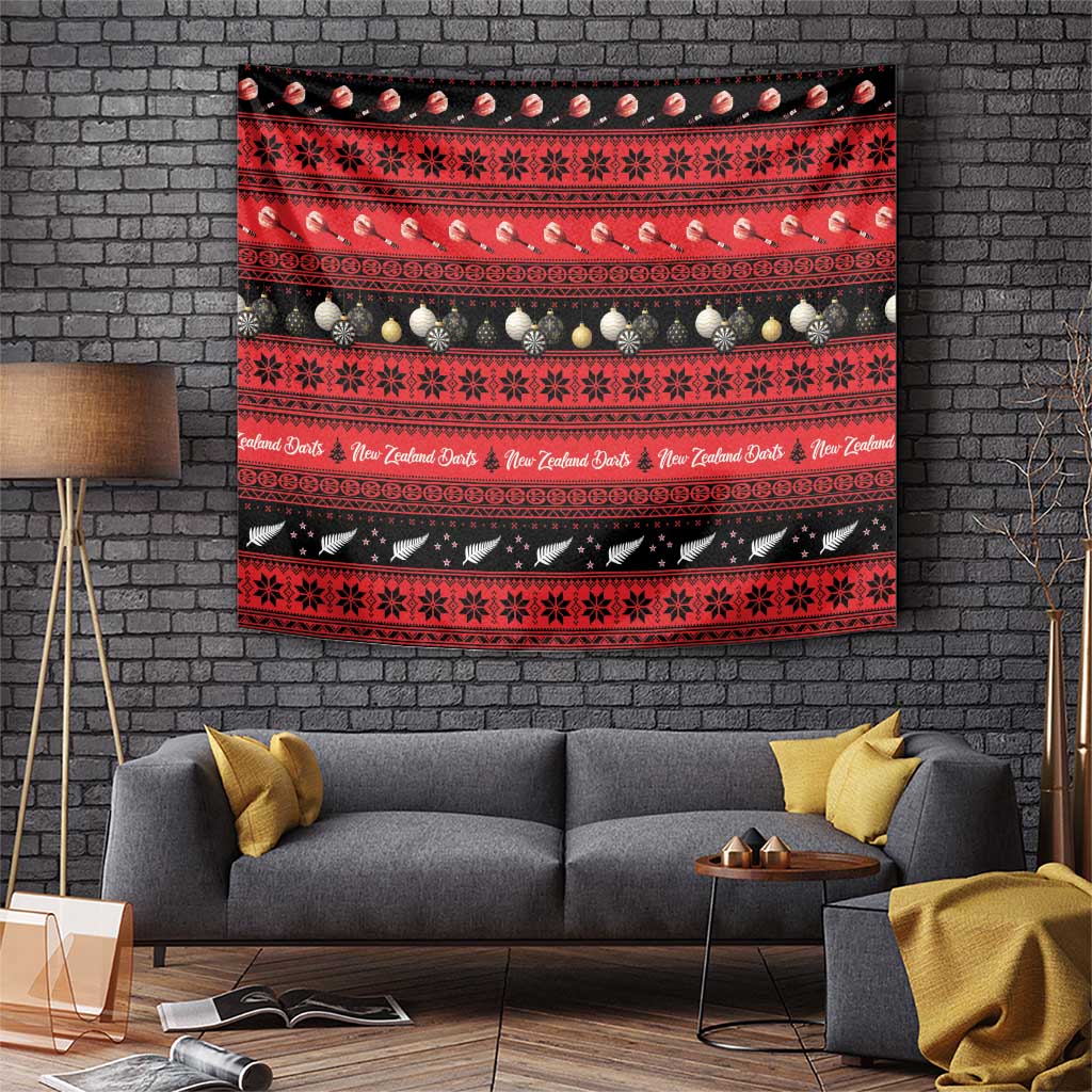 New Zealand Darts Christmas Tapestry Merry Xmas Aotearoa Maori Red LT14 Red - Polynesian Pride