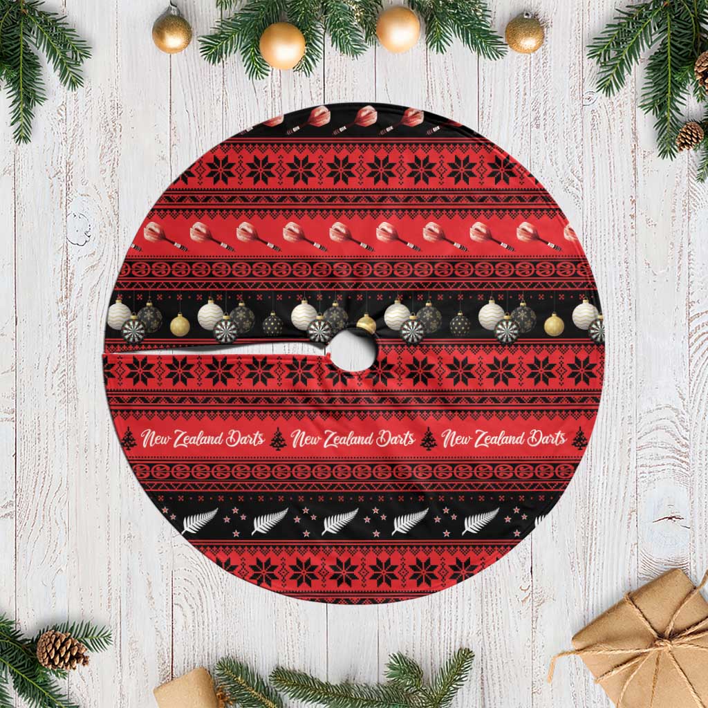 New Zealand Darts Christmas Tree Skirt Merry Xmas Aotearoa Maori Red LT14 Casual Red - Polynesian Pride