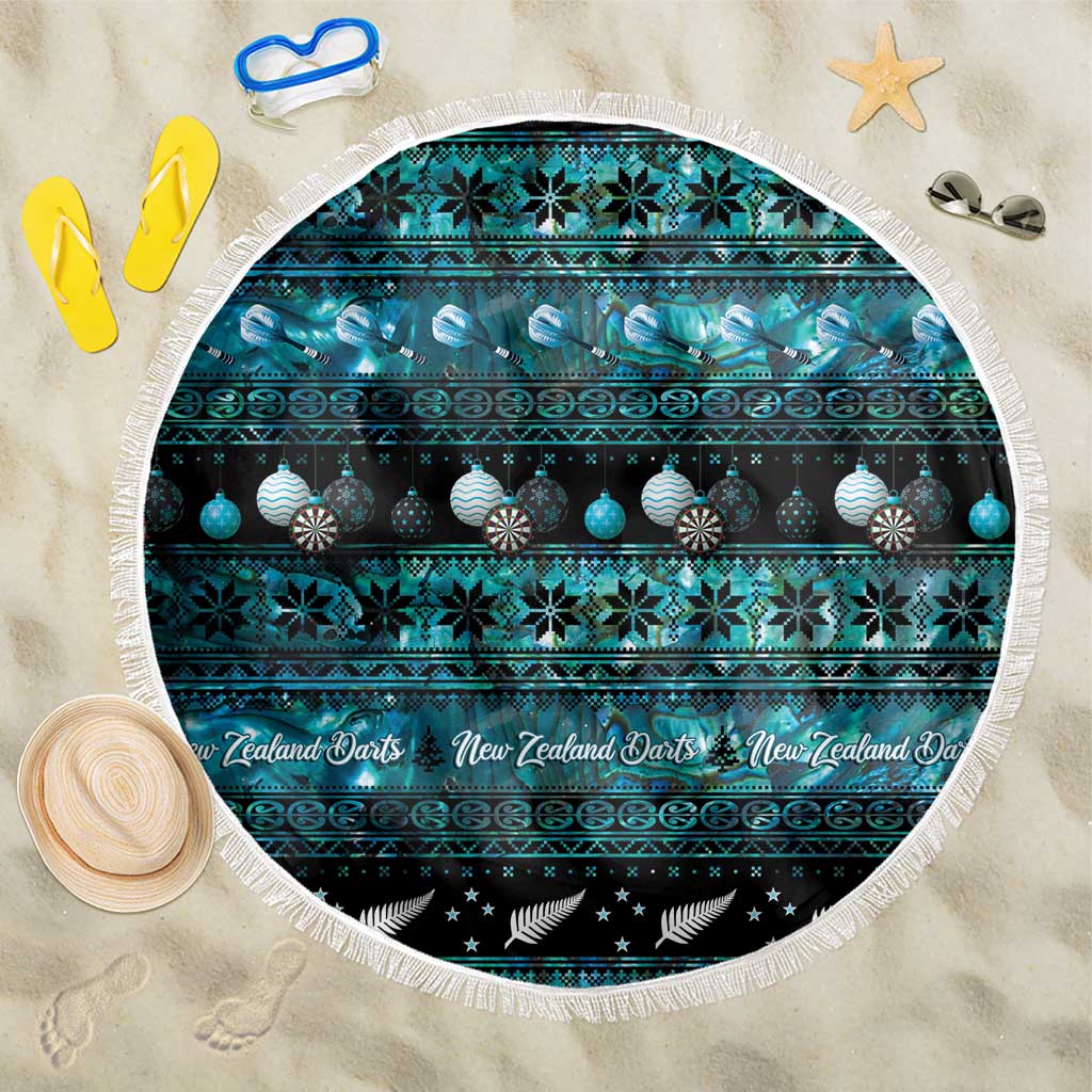 New Zealand Darts Christmas Beach Blanket Merry Xmas Aotearoa Maori Paua Shell LT14 One Size 150cm Cyan - Polynesian Pride