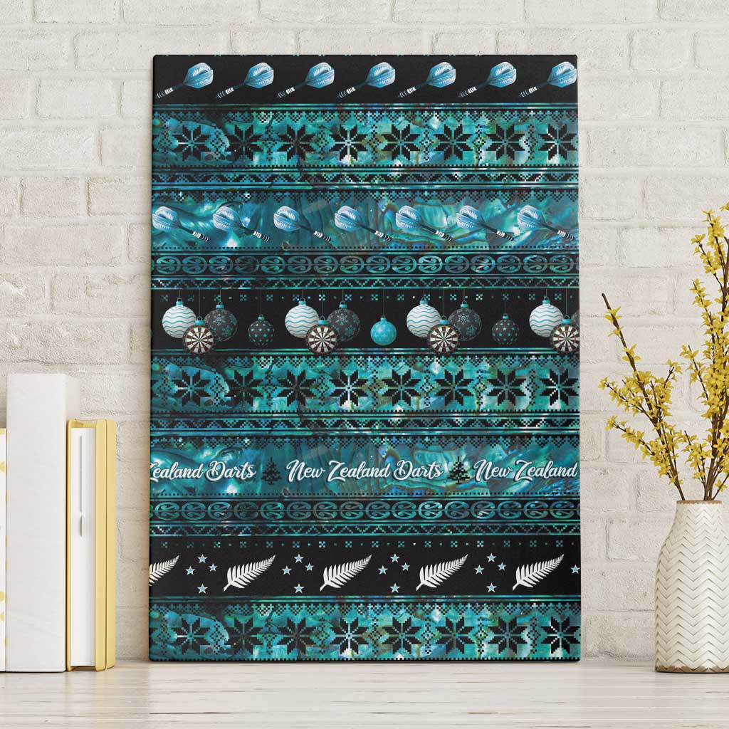 New Zealand Darts Christmas Canvas Wall Art Merry Xmas Aotearoa Maori Paua Shell LT14 Without Frame Cyan - Polynesian Pride