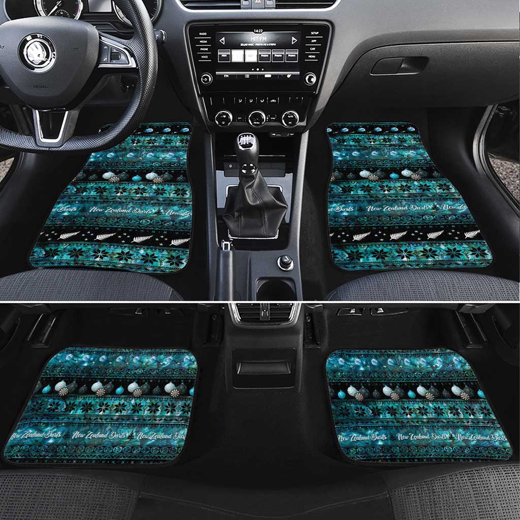 New Zealand Darts Christmas Car Mats Merry Xmas Aotearoa Maori Paua Shell LT14 Set 4pcs Cyan - Polynesian Pride