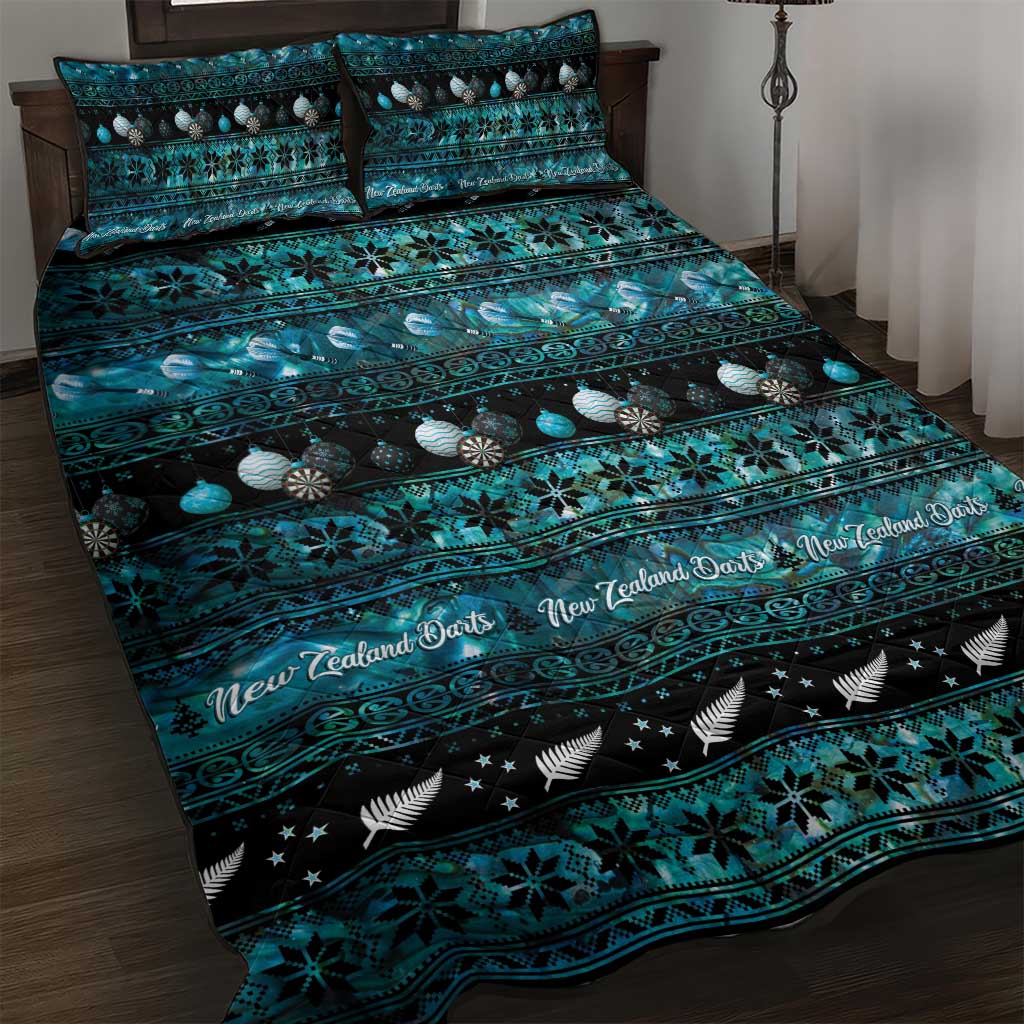 New Zealand Darts Christmas Quilt Bed Set Merry Xmas Aotearoa Maori Paua Shell LT14 Cyan - Polynesian Pride